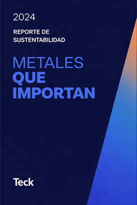 2024 sustainability report cover titled 'Metales Que Importan' with gradient design.